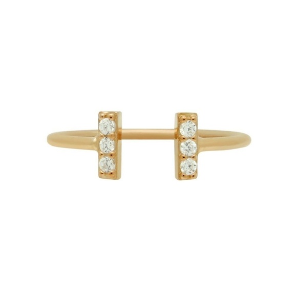 NWOT STERLING SILVER 18k Yellow Gold Plated CZ RING SIZE 7 Adjustable - Picture 4 of 16